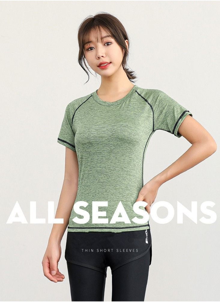 Workout Outfits Women 5 Piece Sportwear  Yoga Clothing Set High Waist Leggings Quick-Dry Short Sleeves Sets for Outfits, Yoga, Running, Gym Fitness Tracksuit