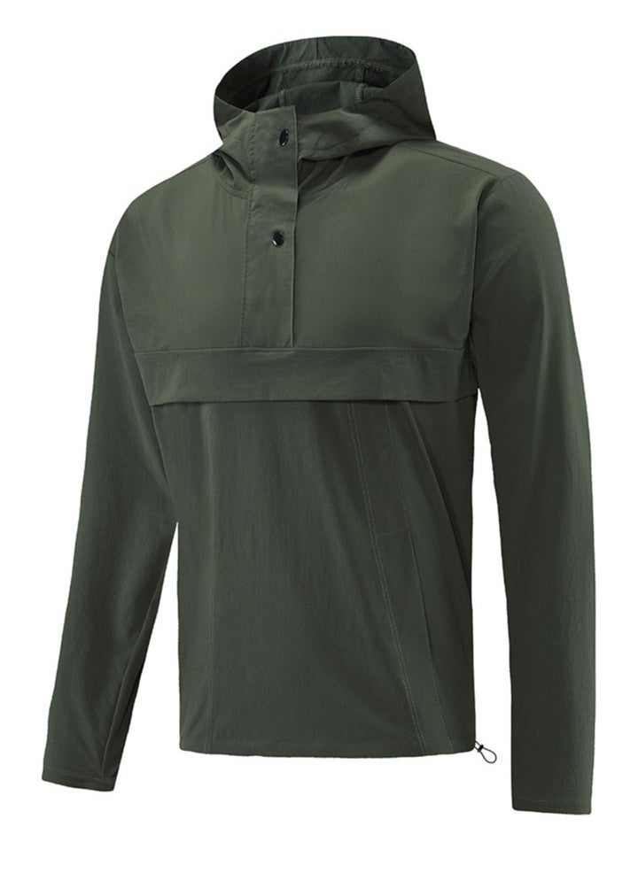 Outdoor Ventures Rain Jacket for Men Waterproof Pullover Lightweight Hooded Windbreaker Outdoor Raincoat Packaway Breathable Windproof Shell Jacket for Travelling, Camping, Running, Hiking