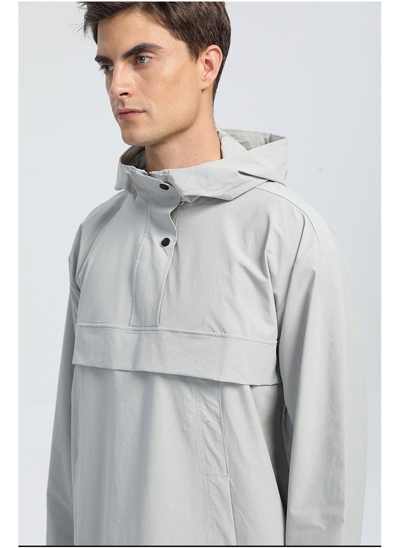 Outdoor Ventures Rain Jacket for Men Waterproof Pullover Lightweight Hooded Windbreaker Outdoor Raincoat Packaway Breathable Windproof Shell Jacket for Travelling, Camping, Running, Hiking