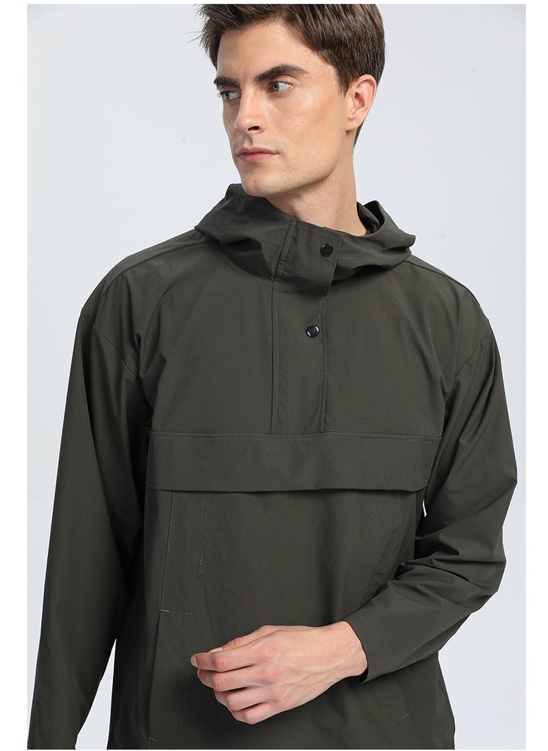 Outdoor Ventures Rain Jacket for Men Waterproof Pullover Lightweight Hooded Windbreaker Outdoor Raincoat Packaway Breathable Windproof Shell Jacket for Travelling, Camping, Running, Hiking