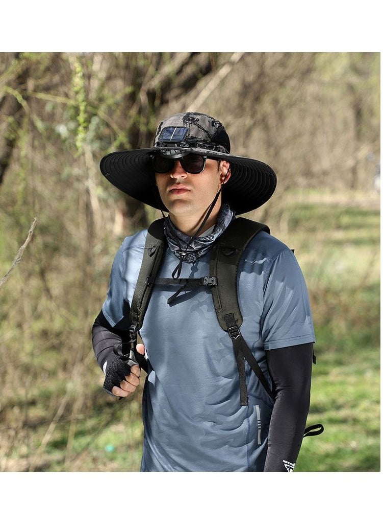 Adjustable Sun Hat with Solar-Powered Fan - USB Rechargeable, 6-9 Hours Duration