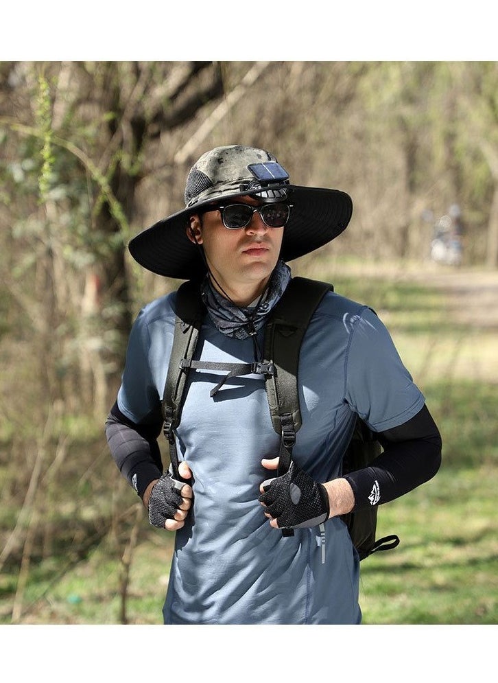 Adjustable Sun Hat with Solar-Powered Fan - USB Rechargeable, 6-9 Hours Duration