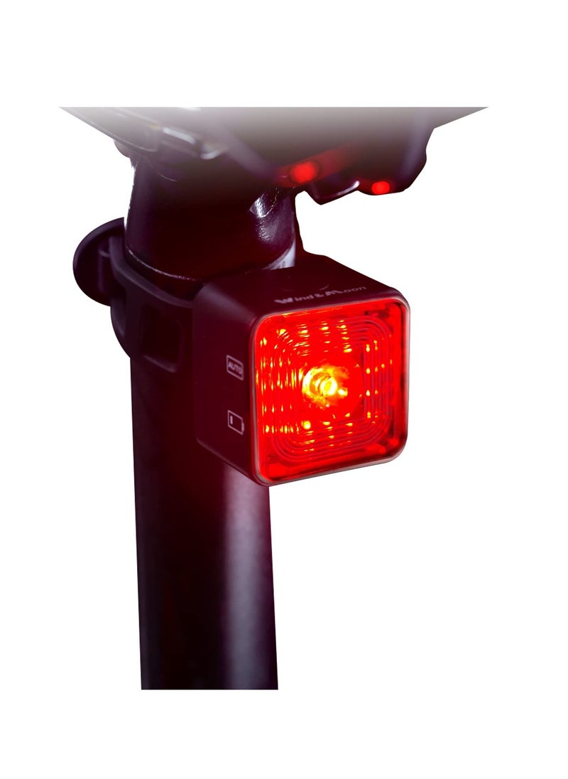 Smart Bike Tail Light, Brake Sensing Rear Lights, USB Rechargeable Bike Light Kit, IP66 Waterproof & Dustproof, 5 Light Modes, One-Piece Aluminum Alloy Bicycle Lights Front