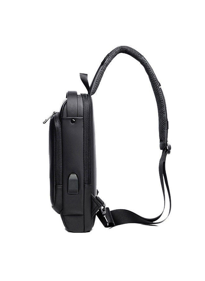 Men Sling Bag Pack with Lock Waterproof Anti-theft Chest USB Charging Port Shoulder