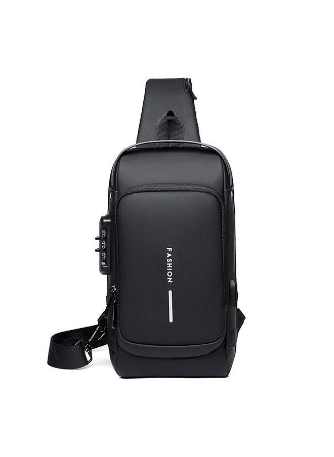 Men Sling Bag Pack with Lock Waterproof Anti-theft Chest USB Charging Port Shoulder