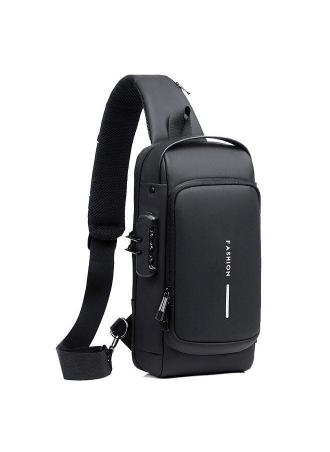 Men Sling Bag Pack with Lock Waterproof Anti-theft Chest USB Charging Port Shoulder