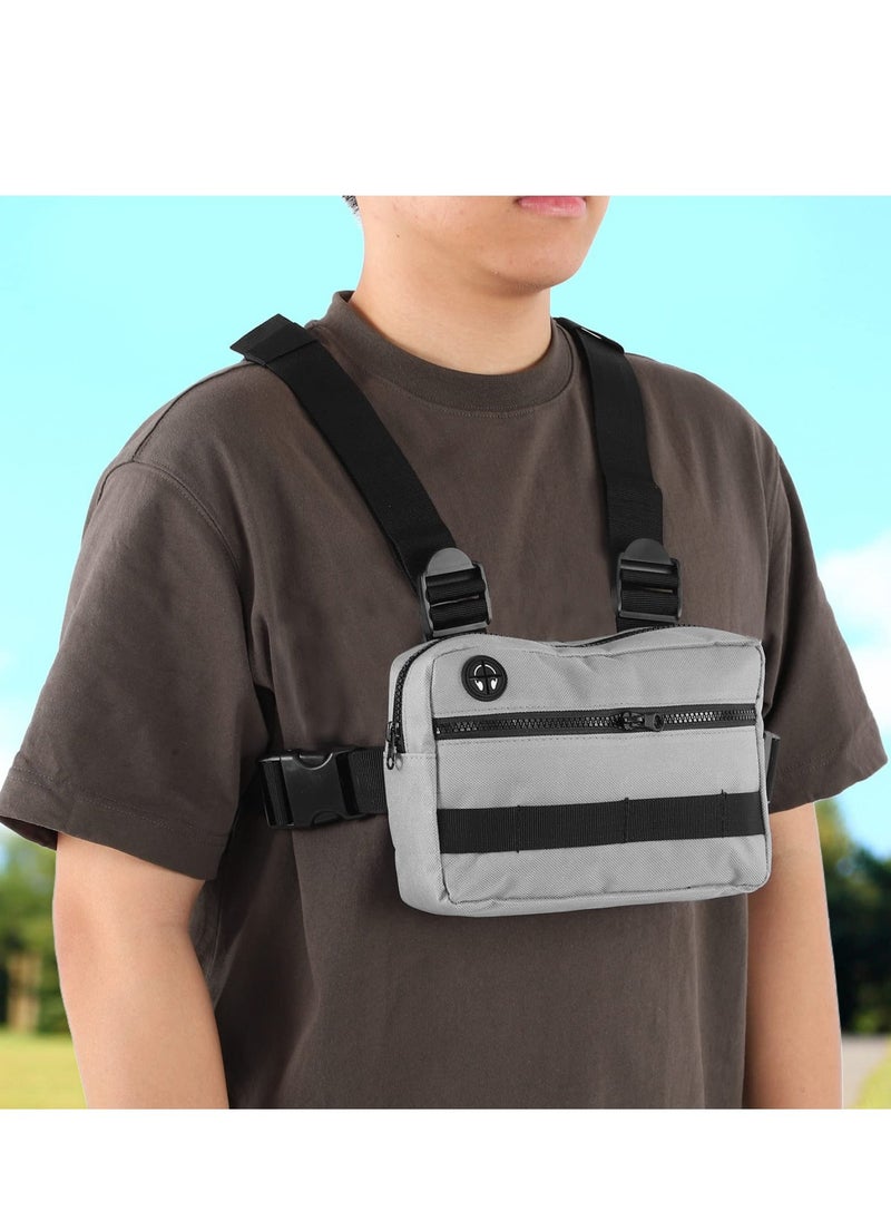 Front Bag for Men Chest, Water Resistant Running Chest Pack with Adjustable Shoulder Strap and Headphone Port Sports Utility Perfect For Workouts, Cycling Hiking