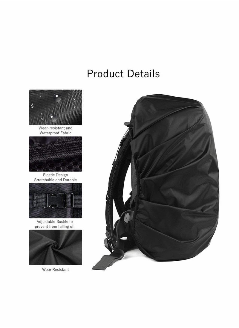 2 Pcs Waterproof Rain Cover For BackpackReflective Rainproof Protector,High Visibility Rucksack Dustproof Hiking Camping Bycling Traveling Outdoor Activities XL Black (56L-70L)