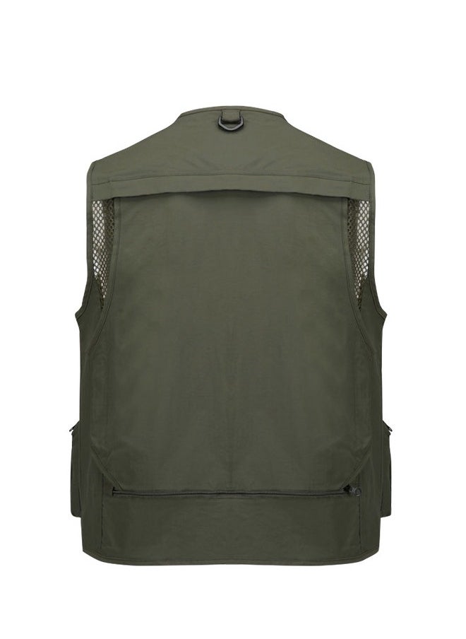 Outdoor Multi Pockets Fishing Photography Vest Summer Mesh Jackets Quick Dry Waistcoat Army Green