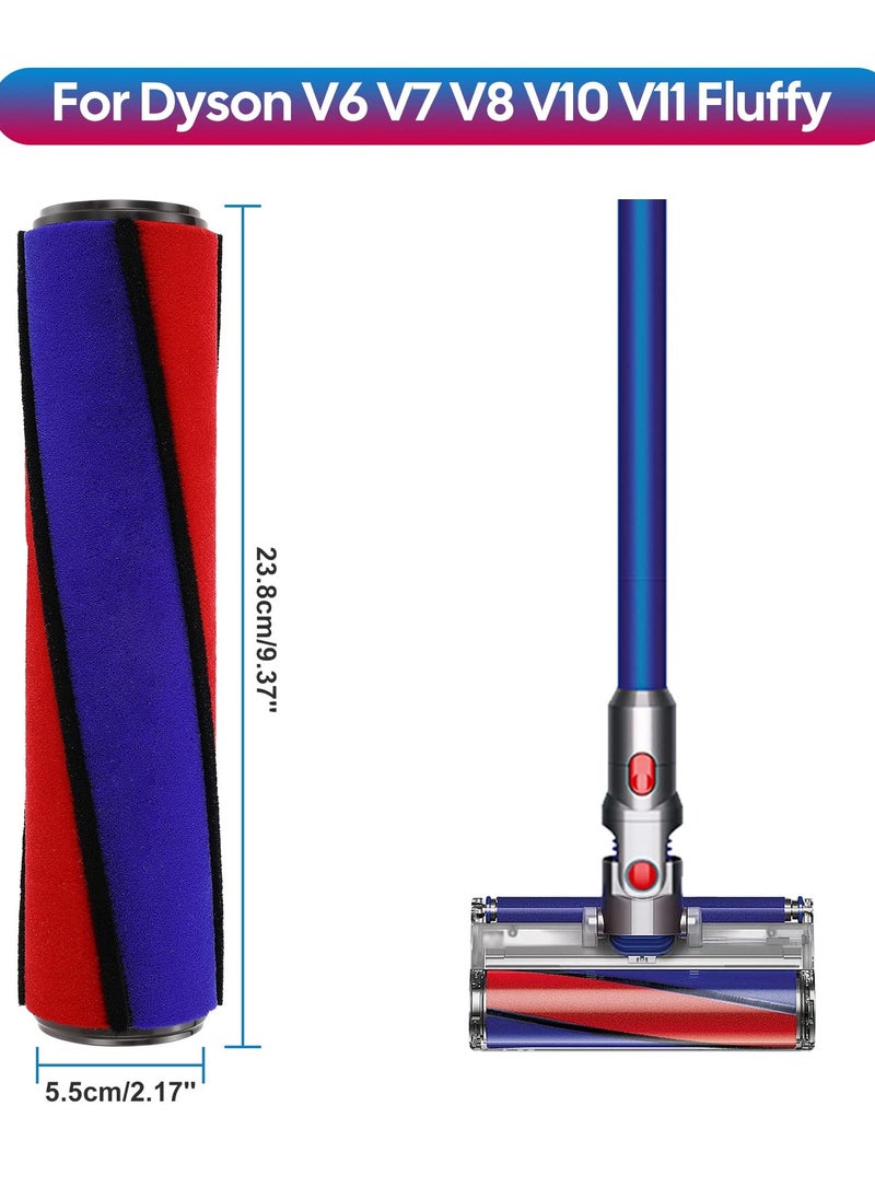 Soft Roller Brush Roll Bar Replacement Compatible with Dyson V6 V7 V8 V10 V11 Fluffy Cordless Vacuum Cleaner, Soft Roller Head Brush Bar Brushroll Replacement Part No. 966488-01