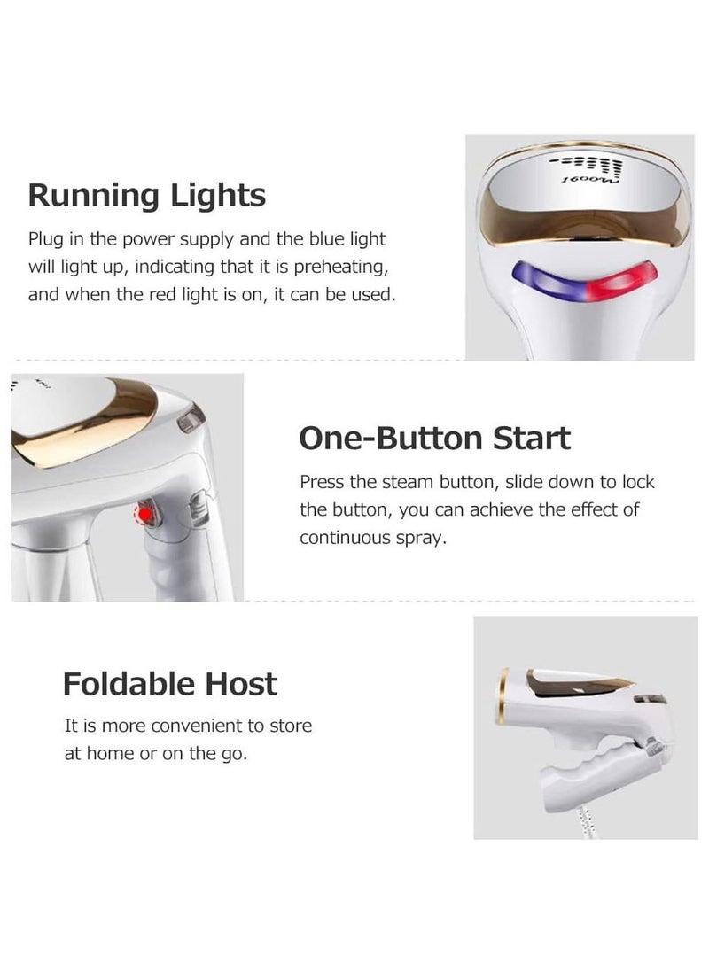Garment Steamer Iron, Handheld Folding Household Mini Clothes Steam Iron, 1600W Wrinkle Remover Ironing Machine for Travel