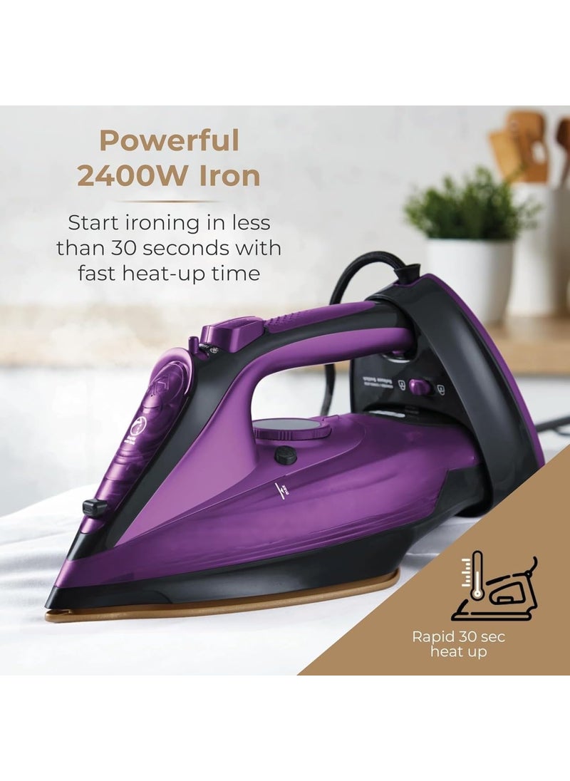 MUGATH Cordless Iron2400W Steam IronLightweight Portable SteamDry Iron for ClothesNonStick Soleplate Steam Iron for HouseholdAntidrip IronSteam Control System360mL Water Tank