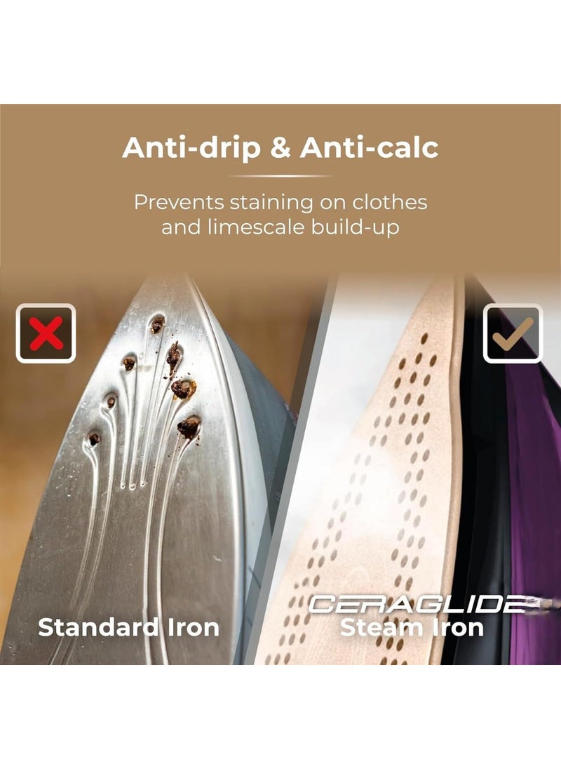 MUGATH Cordless Iron2400W Steam IronLightweight Portable SteamDry Iron for ClothesNonStick Soleplate Steam Iron for HouseholdAntidrip IronSteam Control System360mL Water Tank