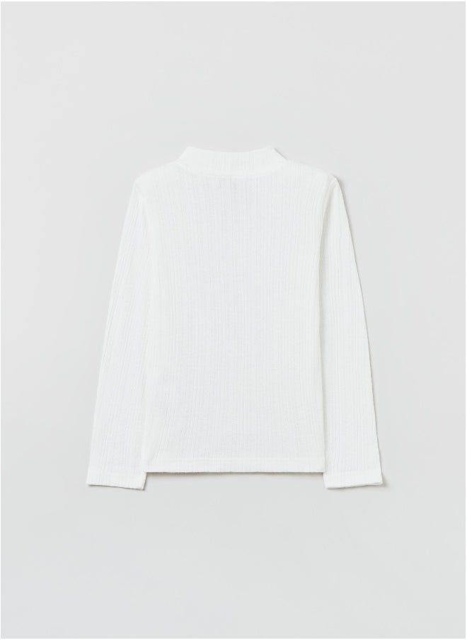 Ovs Pointelle T-Shirt With Mock Neck