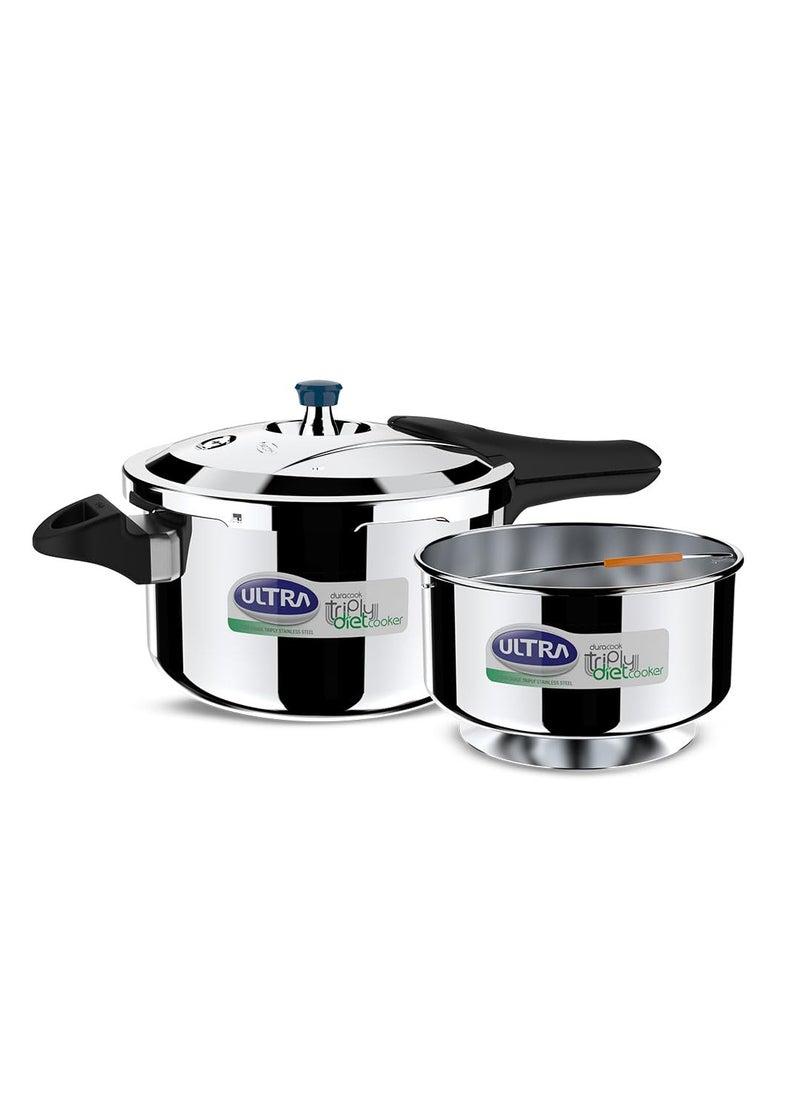 Ultra Triply Diet Cooker 55 LSS 304 Food GradeSCTSAnti BulgingFroth collectorExcess Starch RemoverCalory ReductionSolid backelite handles3 layered body Induction ISI5 Y warranty