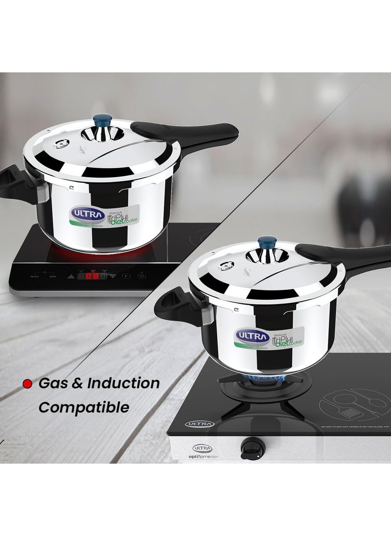 Ultra Triply Diet Cooker 55 LSS 304 Food GradeSCTSAnti BulgingFroth collectorExcess Starch RemoverCalory ReductionSolid backelite handles3 layered body Induction ISI5 Y warranty