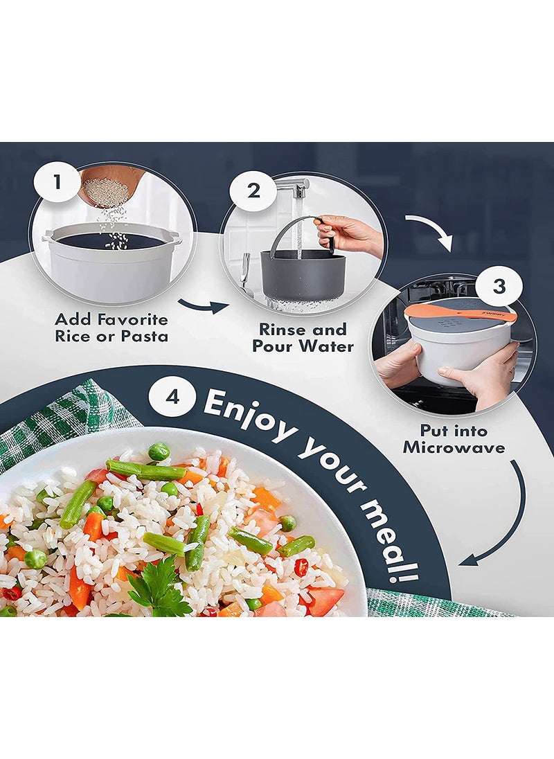 HOMFRO Microwave Rice and Grain Cooker Steamer 2 Litre All in one for vegetables oats pasta soups