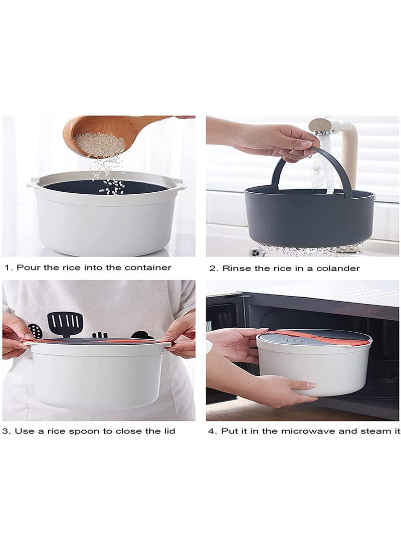 HOMFRO Microwave Rice and Grain Cooker Steamer 2 Litre All in one for vegetables oats pasta soups