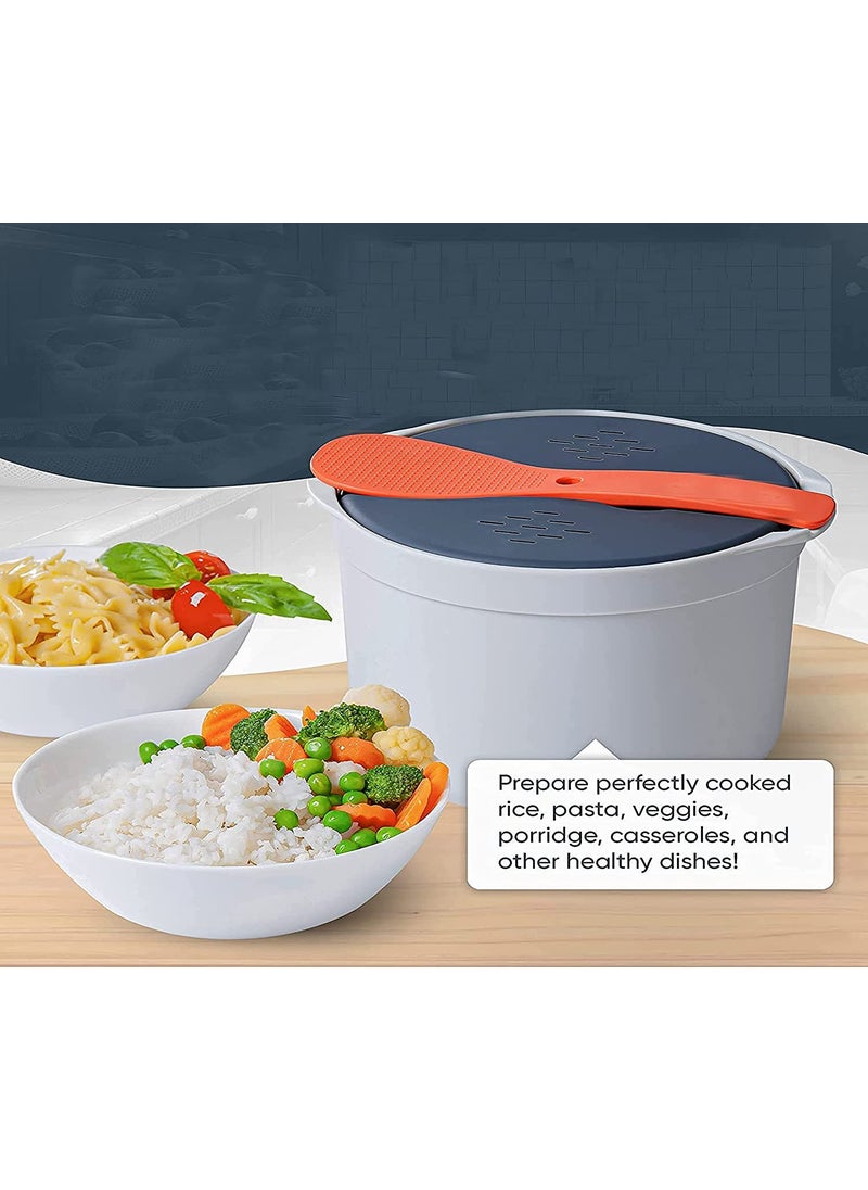 HOMFRO Microwave Rice and Grain Cooker Steamer 2 Litre All in one for vegetables oats pasta soups
