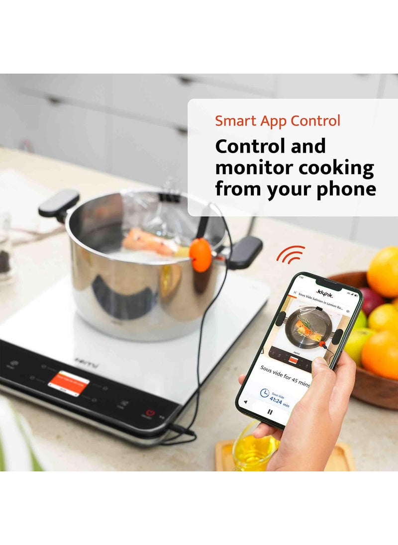 Klynk Semi F004001 The Intelligent Induction Cooktop with Temperature Probe White Auto Guided Cooking 2200 Watt 1 Year Warranty
