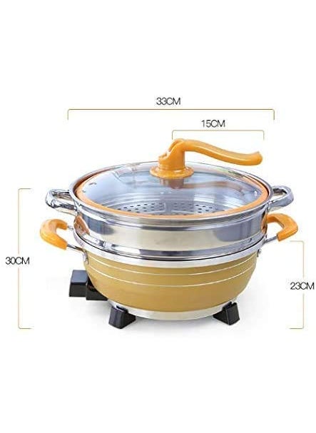 MUGATH 2 In 1 Electric Cooker Electric Frying Pan Electric Steamer Non Stick Electric Hotpot For Kitchen Restaurants Electric Frying Pan with Glass Lid Wok Skillet Pan momo steamer Yellow