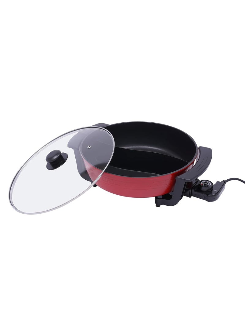 Mugath Electric Hot Pot 6L NonStick Shabushabu Hot Pot with DividerBPA FREE Fondue Chinese Hot PotBarbeque Hotpot with Tempered Glass Lid 5 Temperature Setting1300 W
