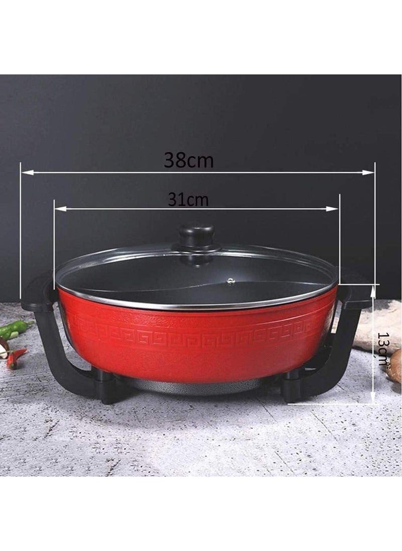 Mugath Electric Hot Pot 6L NonStick Shabushabu Hot Pot with DividerBPA FREE Fondue Chinese Hot PotBarbeque Hotpot with Tempered Glass Lid 5 Temperature Setting1300 W