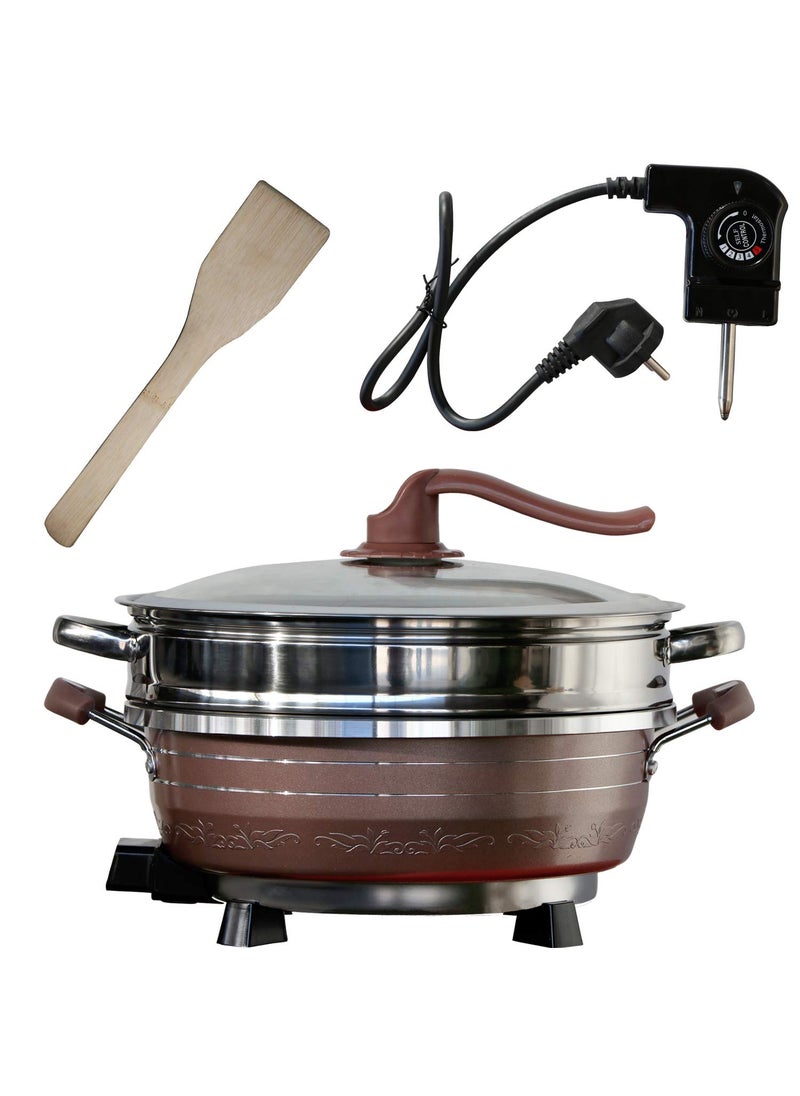 Shelzi Korean MultiFunction Household Electric Cooker Vacuum Suspension Pot Round Wok Electric Hot Pot NonStick Frying pan Noodle Frying stew steam Cooker