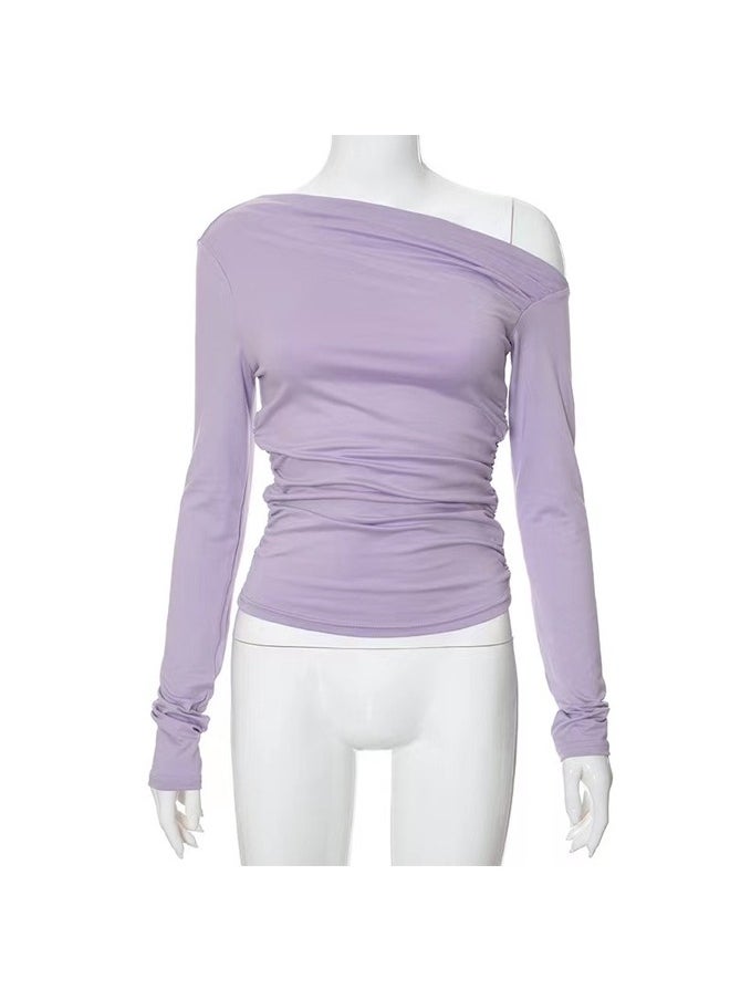 Oblique Shoulder Asymmetry Long Sleeve T-Shirt