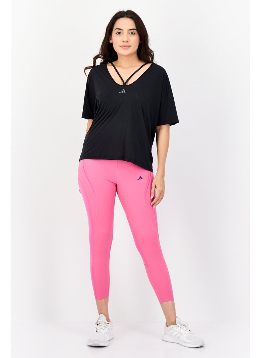 Women Sportswear Fit Short Sleeve Outdoor T-Shirt, Black