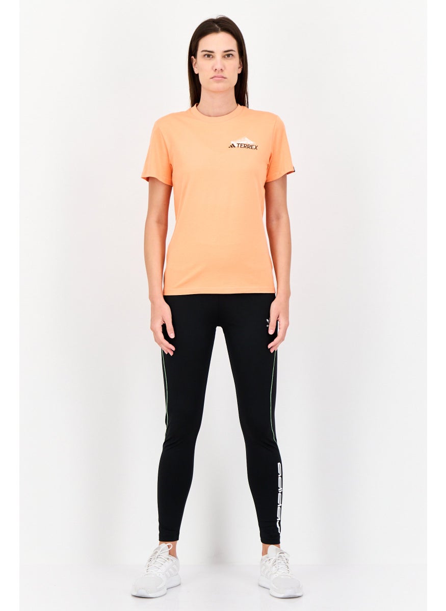 Adidas X Terrex Women Sportswear Fit Short Sleeve Outdoor T-Shirts, Orange