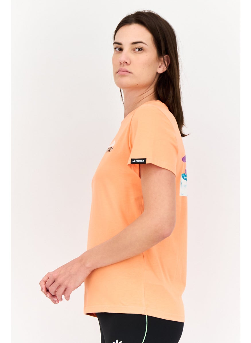 Adidas X Terrex Women Sportswear Fit Short Sleeve Outdoor T-Shirts, Orange