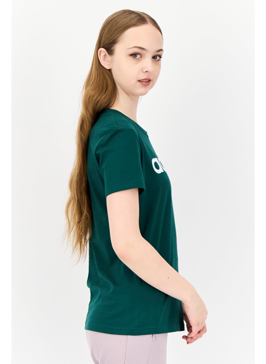 Women Sportswear Fit Short Sleeves Outdoors T-Shirt, Dark Green