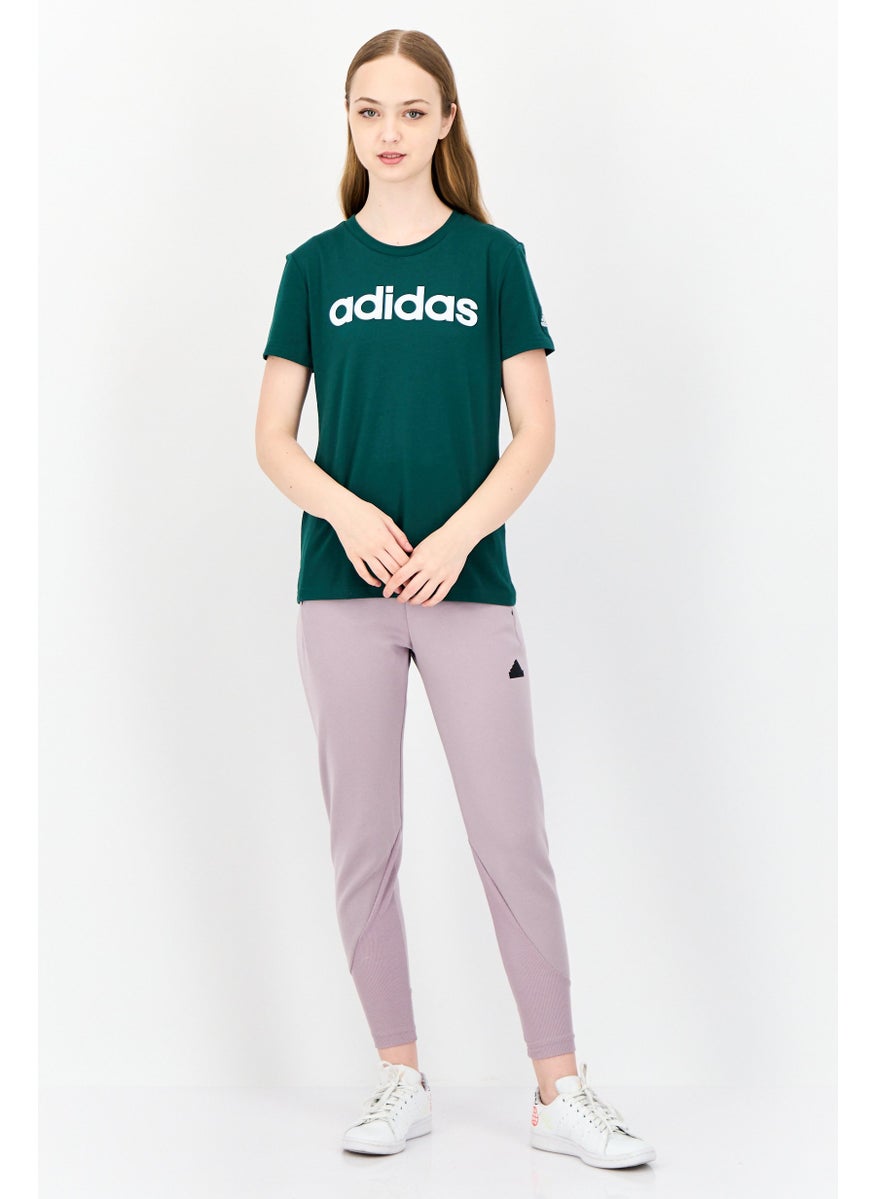Women Sportswear Fit Short Sleeves Outdoors T-Shirt, Dark Green
