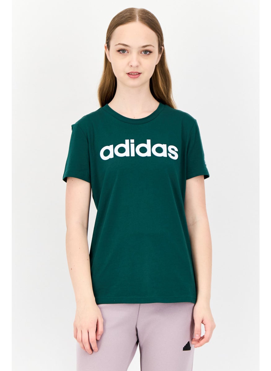 Women Sportswear Fit Short Sleeves Outdoors T-Shirt, Dark Green