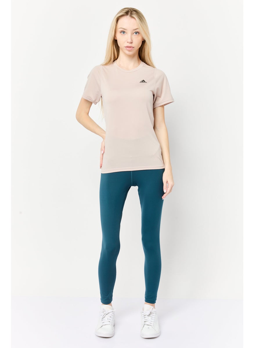 Women Sportswear Fit Short Sleeves Outdoors Tops, Cream