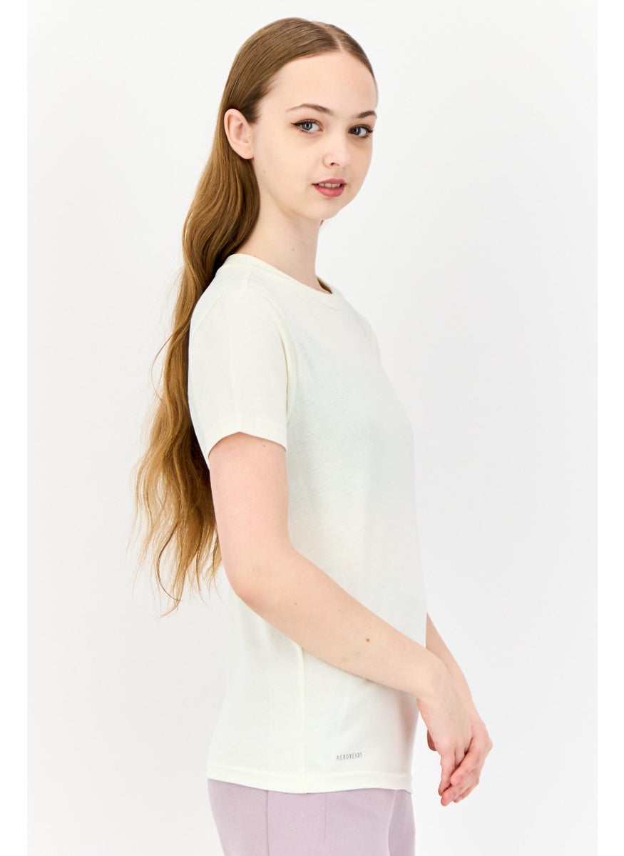 Women Sportswear Fit Short Sleeve Training Top, Ivory