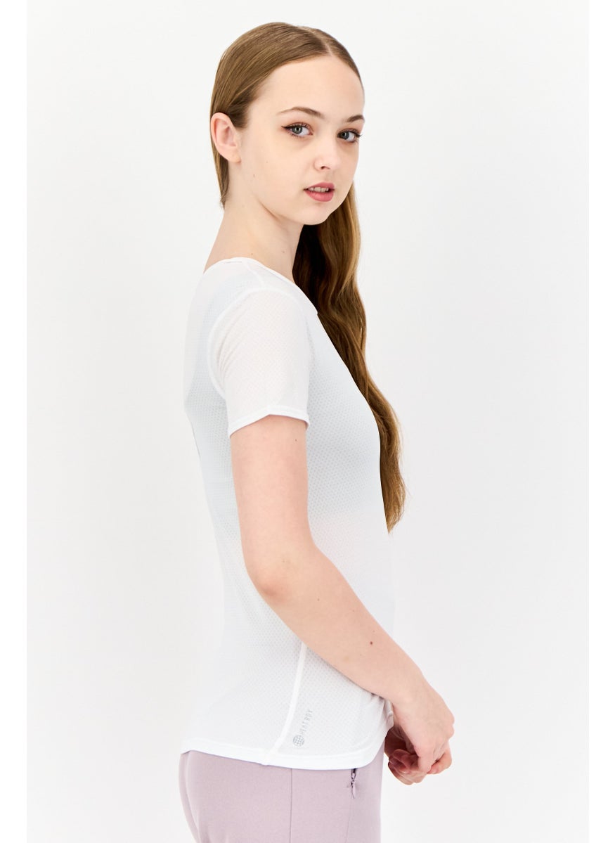 Women Sportswear Fit Short Sleeves Training Tops, White