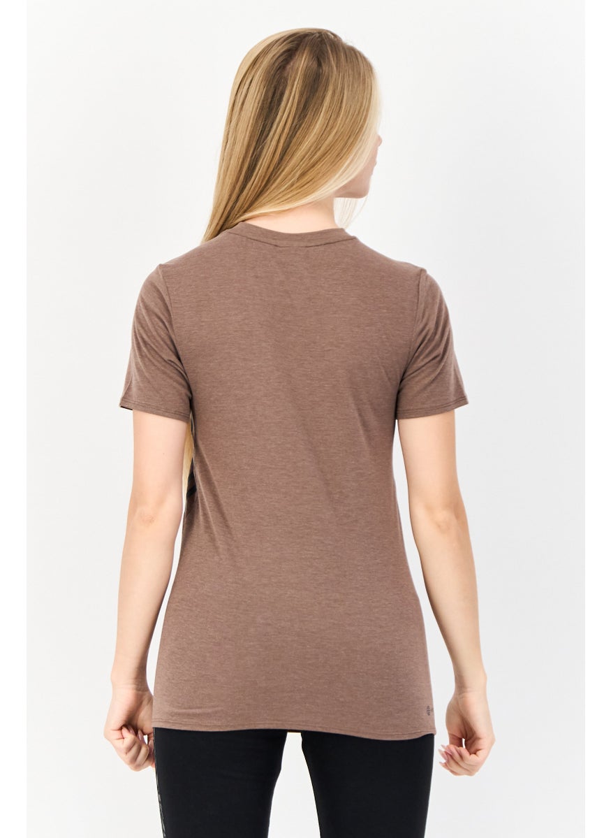 Women Sportswear Fit Short Sleeve Outdoor T-Shirt, Brown