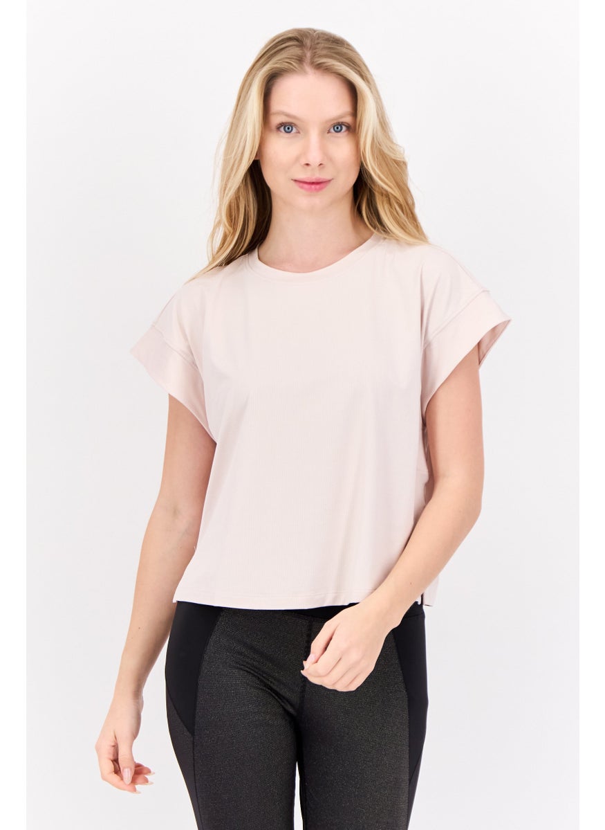 Women Sportswear Fit Cap Sleeve Studio Yoga Top, Putty Mauve