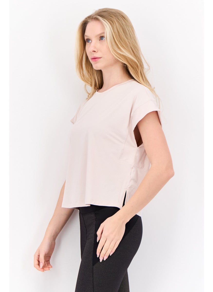 Women Sportswear Fit Cap Sleeve Studio Yoga Top, Putty Mauve