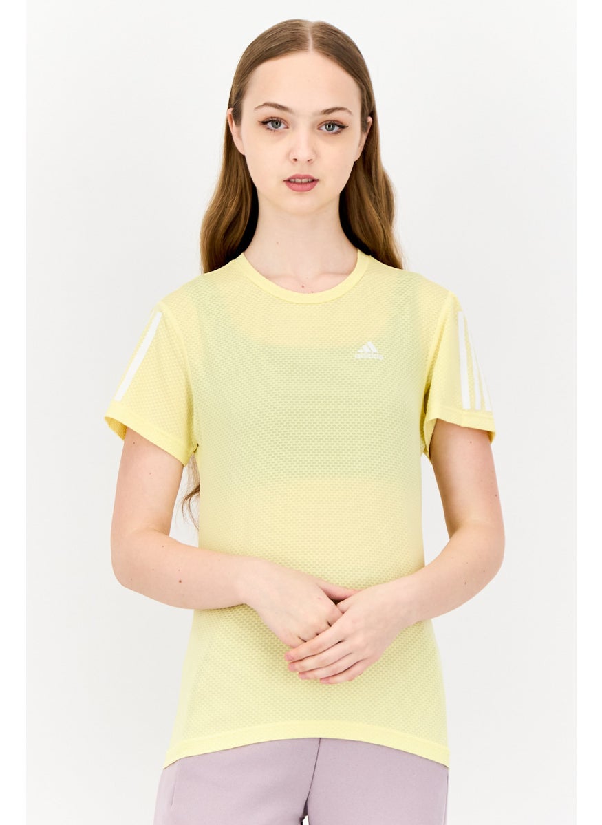 Women Sportswear Fit Short Sleeve Running T-Shirt, Light Yellow
