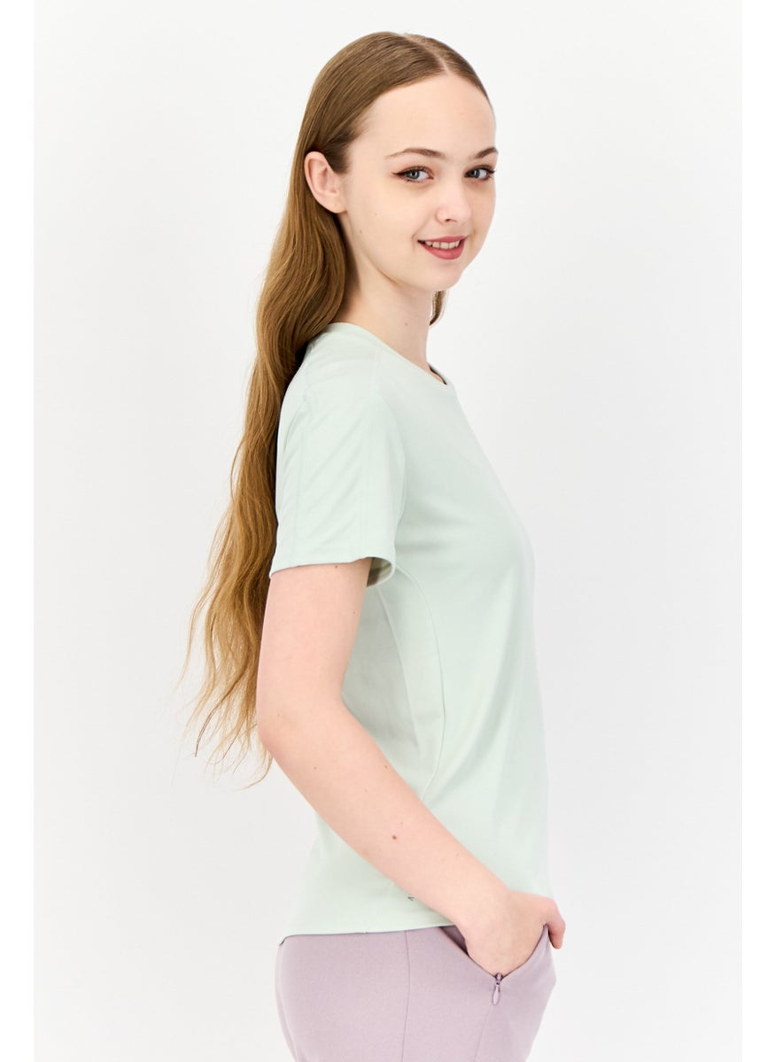 Women Sportswear Fit Short Sleeve Running Top, Light Green