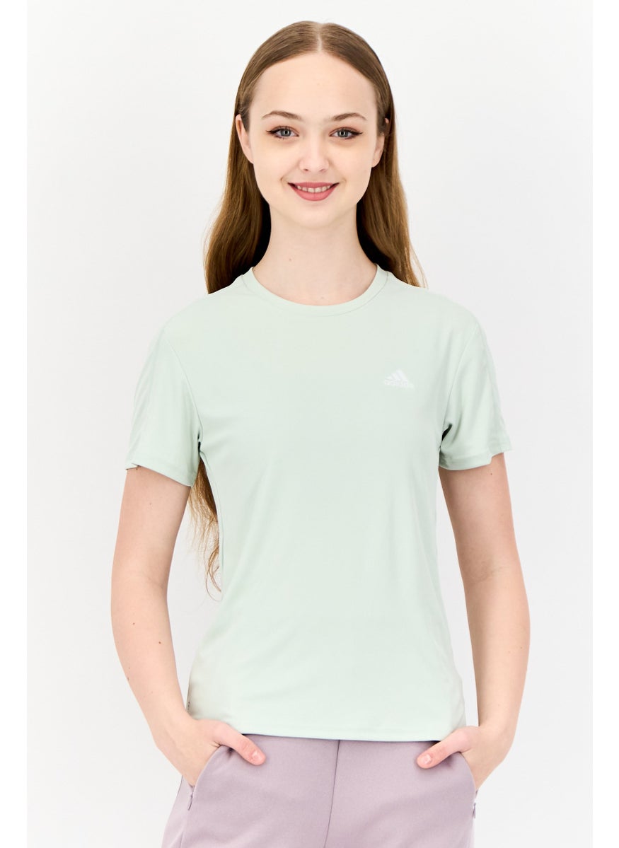 Women Sportswear Fit Short Sleeve Running Top, Light Green