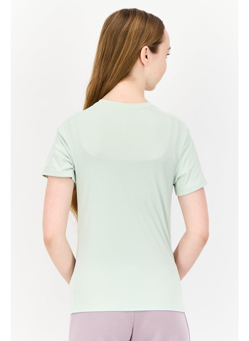 Women Sportswear Fit Short Sleeve Running Top, Light Green