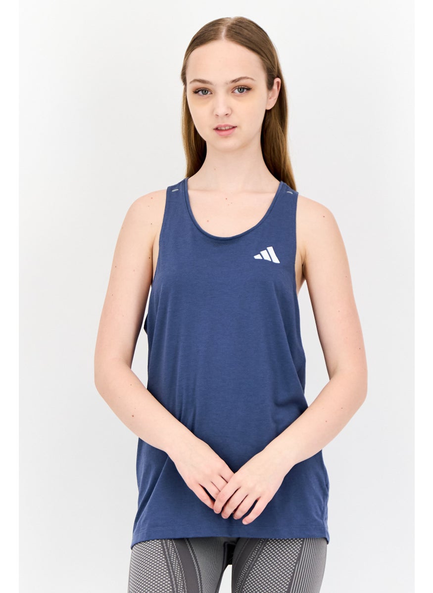 Women Sportswear Fit Sleeveless Running Vest, Teal Blue