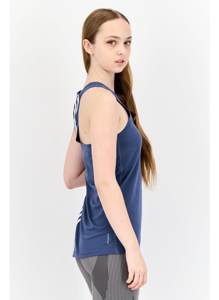 Women Sportswear Fit Sleeveless Running Vest, Teal Blue