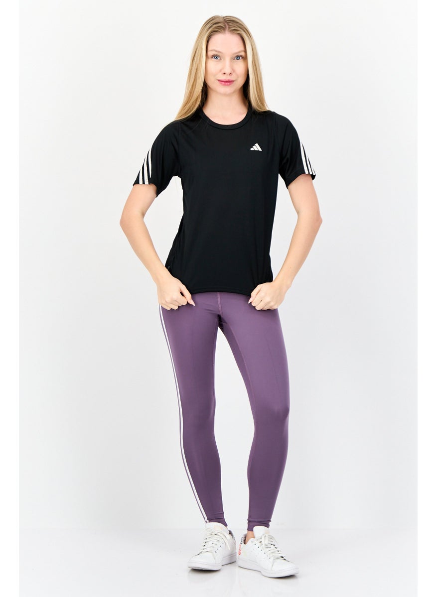 Women Sportswear Fit Short Sleeves Running T-Shirt, Black