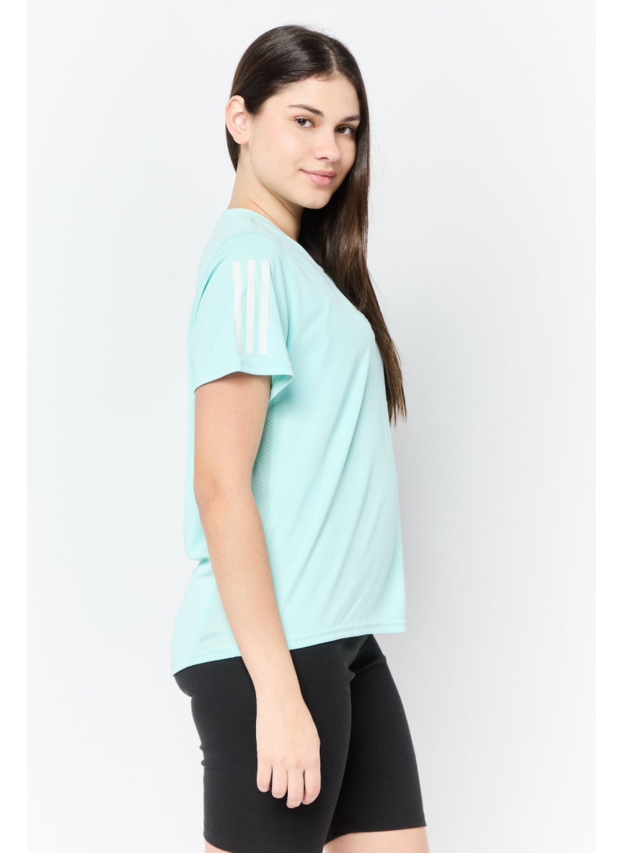 Women Sportswear Fit Short Sleeve Running T-Shirt, Turquoise