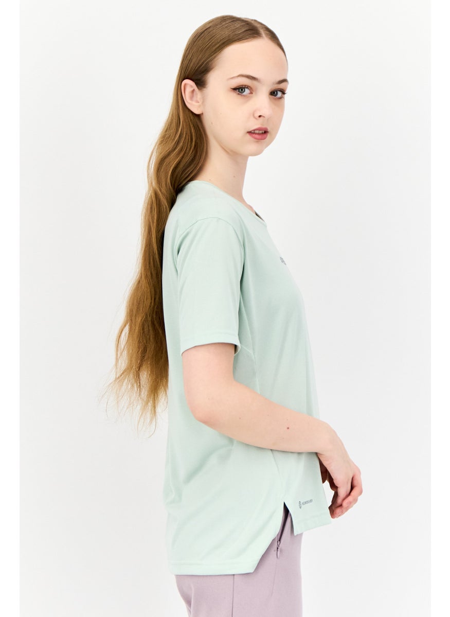 Women Sportswear Fit Short Sleeves Training T-Shirt, Sage Green